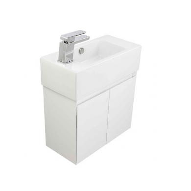 8575L - Kolum Junior 500 Wall Hung Left Hand Basin Vanity in Gloss White