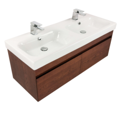 Flex 1200 Wall Hung 2 Drawer Double Basin Vanity in 4 Colours