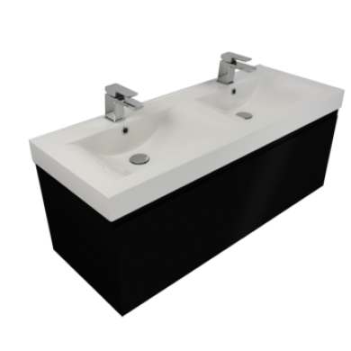 Kolum 1200 Wall Hung Composite Plus Double Basin Vanity in 5 Colours